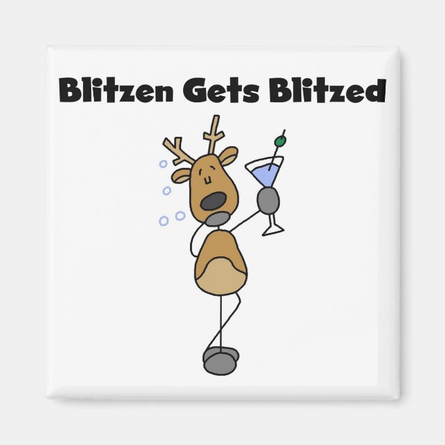 Imã Blitzen recebe Camisetas e presentes de renas estr (Frente)