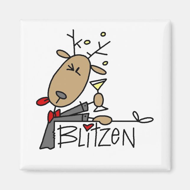Imã Blitzen Reindeer Camisetas e presentes de Natal (Frente)