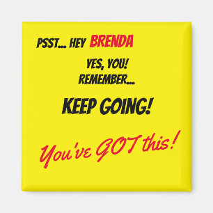 Imã Bloco de Cores Amarelo de Afirmação de Nome Pers