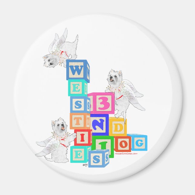 Imã Blocos de Anjo Westie (Frente)