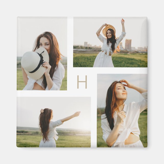 Imã Blocos de Monograma Editáveis Ímã de Foto Colorida (Frente)