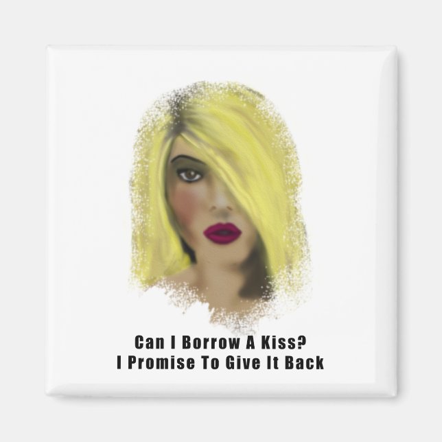 Imã Blona Bombshell Mulher empresta Um Beijo (Frente)