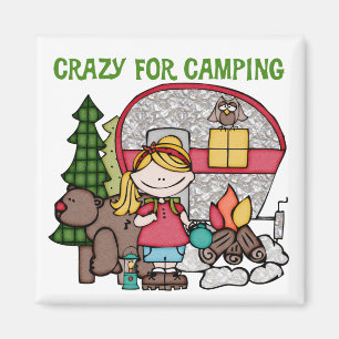 Imã Blond Girl Crazy For Camping