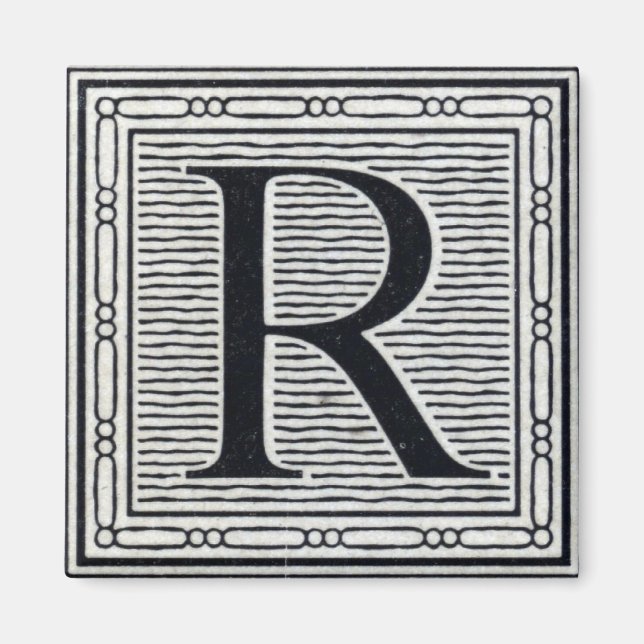 Imã Bloqueio - Letra "R" - bloco de madeira - inicial (Frente)