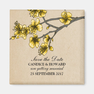 Imã Blossomas de Cereja Amarelo Salvem a Data