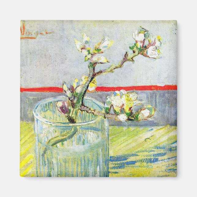 Imã Blossoming Almond Branch por Vincent van Gogh (Frente)