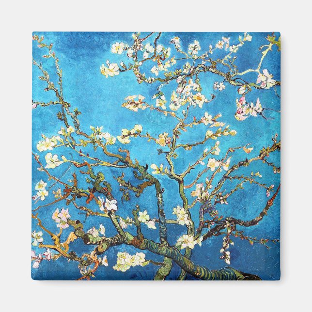 Imã Blossoming Almond Tree Van Gogh Fine Art (Frente)
