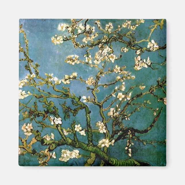 Imã Blossoming Almond Tree Van Gogh Fine Art (Frente)