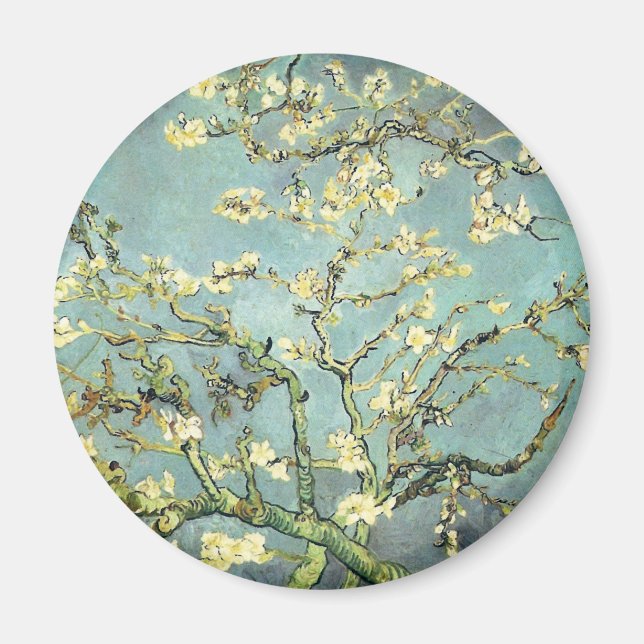 Imã Blossoming Almond Tree Van Gogh Fine Art (Frente)