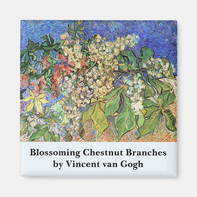 Imã Blossoming Chestnut Branches de Vincent van Gogh (Frente)