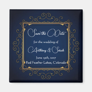 Imã Blue and gold "save the date" magnet