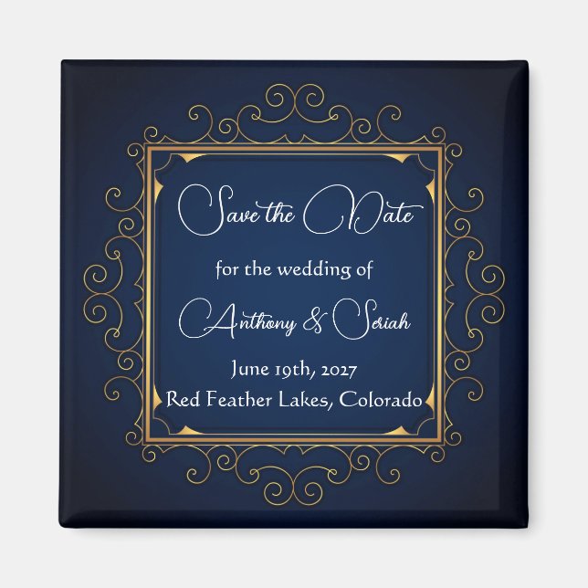 Imã Blue and gold "save the date" magnet (Frente)