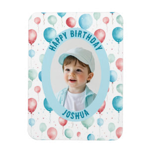Ímã Blue Balloons Happy Birthday Foto