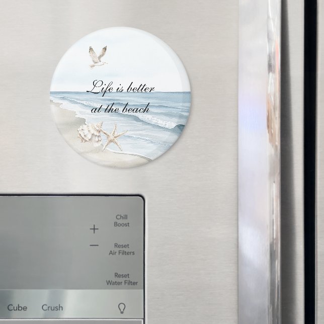 Imã Blue Beach Ocean Starfish Sea Birds  (In Situ (Fridge))