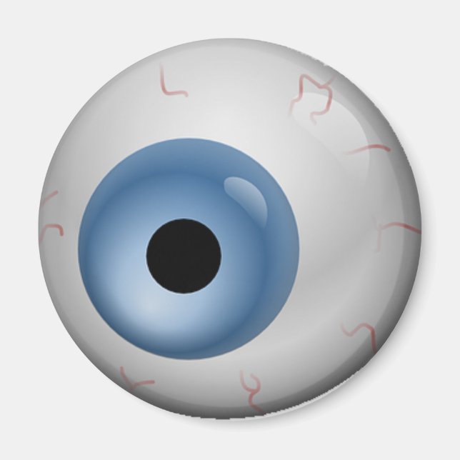 Imã Blue Bloshot Zombie Eyeball Halloween (Frente)