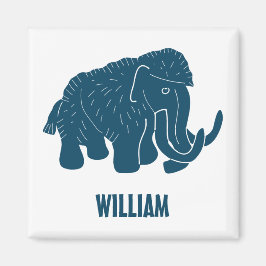 Imã Blue Cartoon Wooly Mammoth Personalizado
