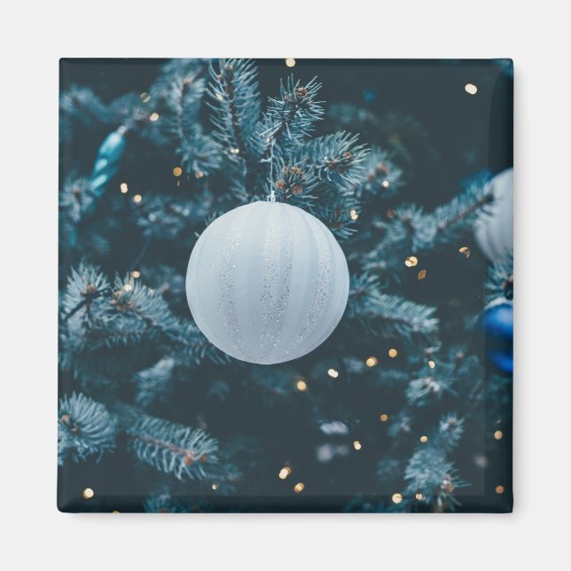 Imã Blue Christmas Bauble (Frente)