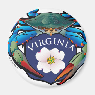 Imã Blue Crab Virginia Dogwood Blossom Crest