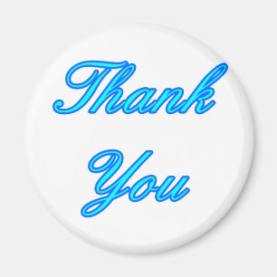 Imã Blue Cyan Obrigado Design O MUSEUM Zazzle Gifts