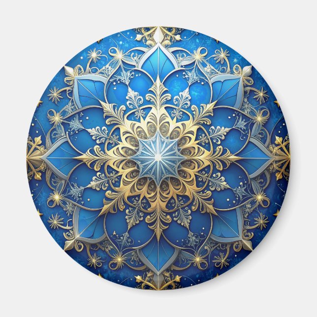 Imã Blue Decorative Christmas Holiday Magnet (Frente)