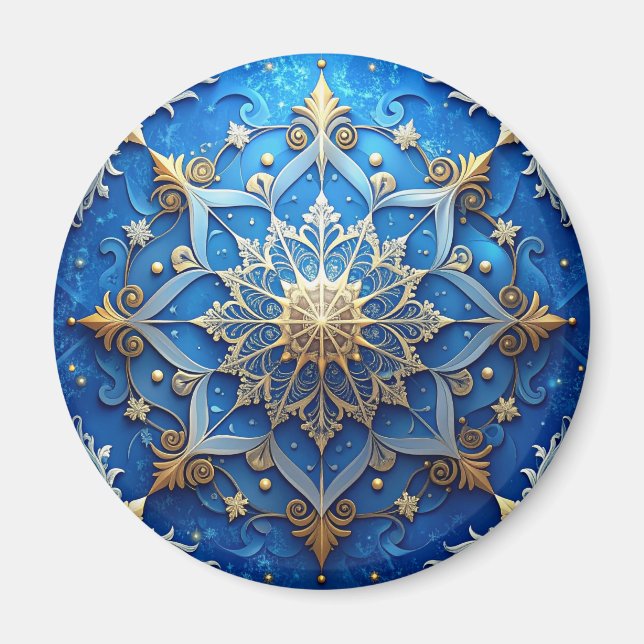 Imã Blue Decorative Christmas Holiday Magnet (Frente)