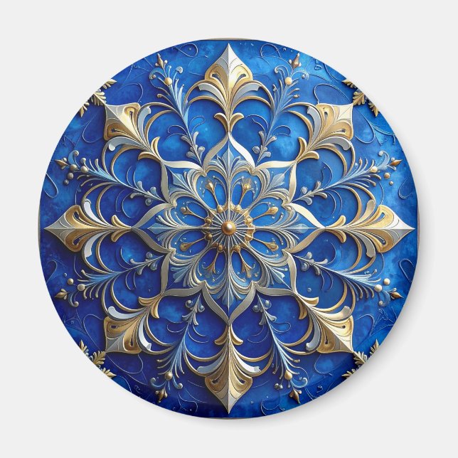 Imã Blue Decorative Christmas Holiday Magnet (Frente)