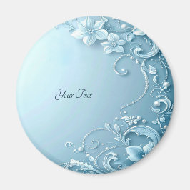 Imã Blue Decorative Floral Magnet