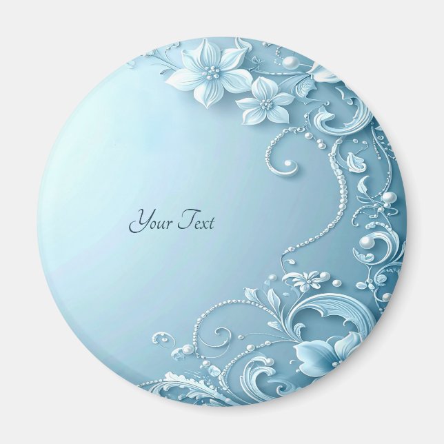 Imã Blue Decorative Floral Magnet (Frente)