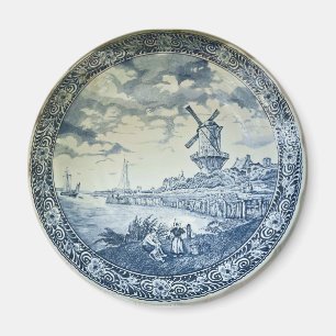Imã Blue Delft Windmill Placa Holandesa