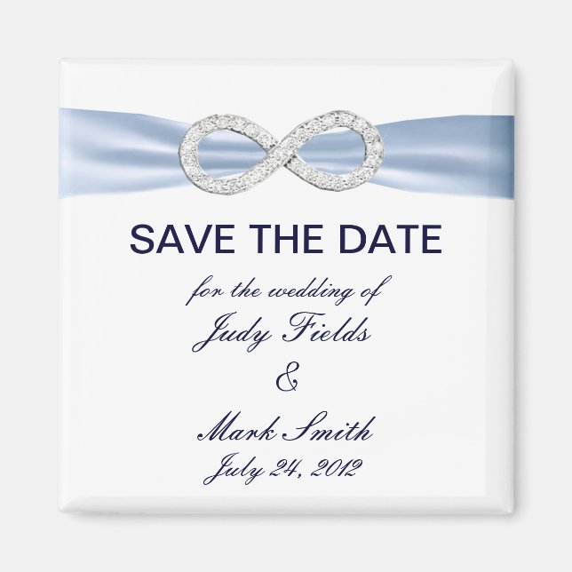 Imã Blue Diamond Infinity Weding The Date Magnet (Frente)