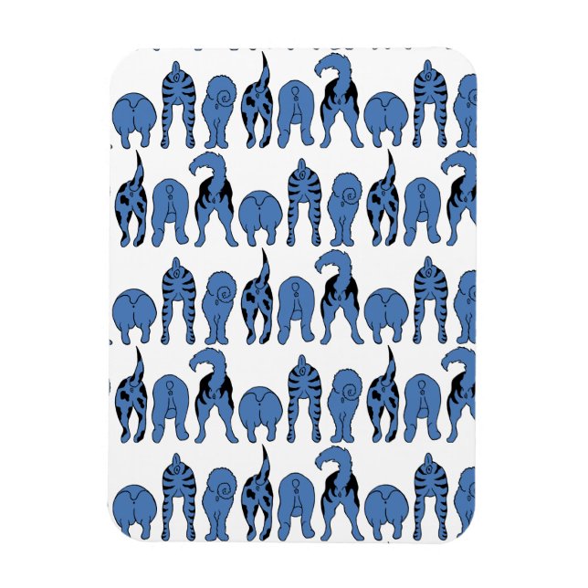 Ímã Blue Dog Butts Pattern (Vertical)