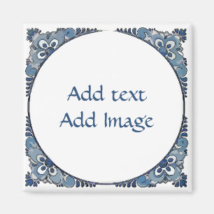 Imã Blue Dutch Look, adicionar texto,