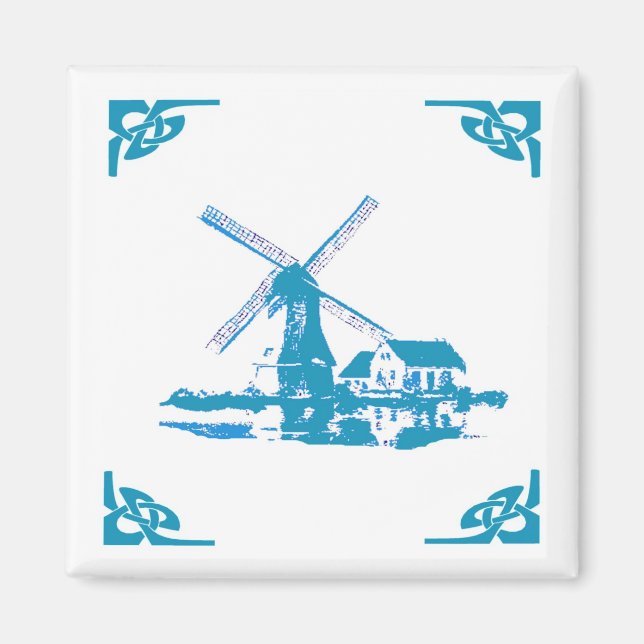 Imã Blue Dutch Windmill Delft Look (Frente)