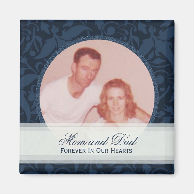 Imã Blue Floral Frame: Memorial: Imagem Magnet (Frente)