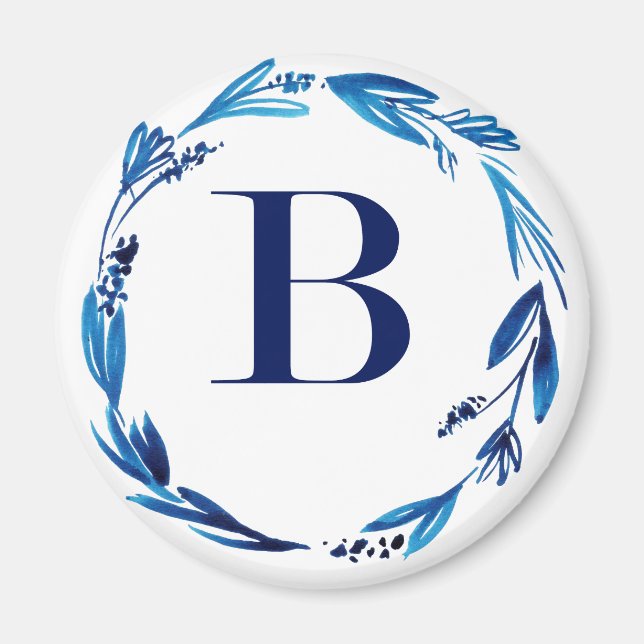 Imã Blue Floral Wreath 'B' (Frente)
