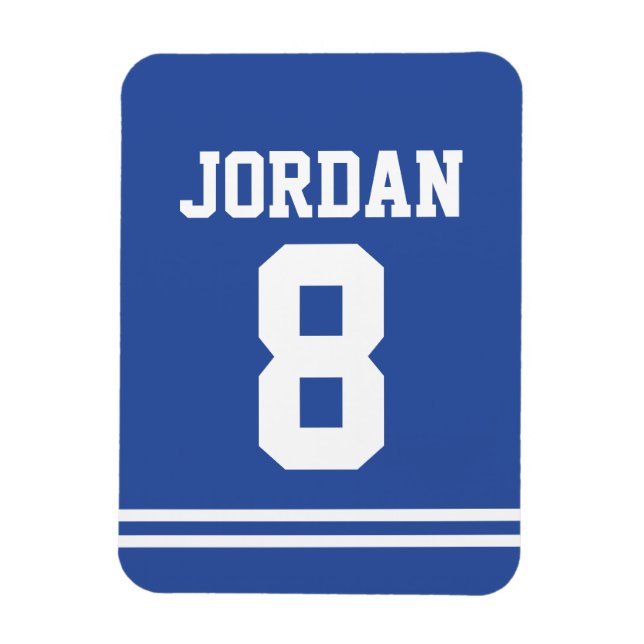 Ímã Blue Football Jersey com número (Vertical)