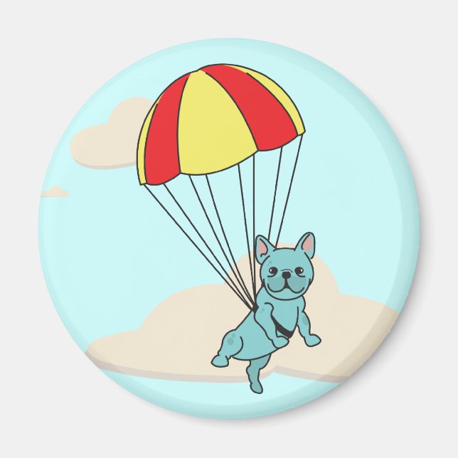 Imã Blue French Buldogue Umbrella Fund Magnet (Frente)