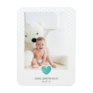 Ímã Blue Heart Baby Keepsake Polka Dots Photo