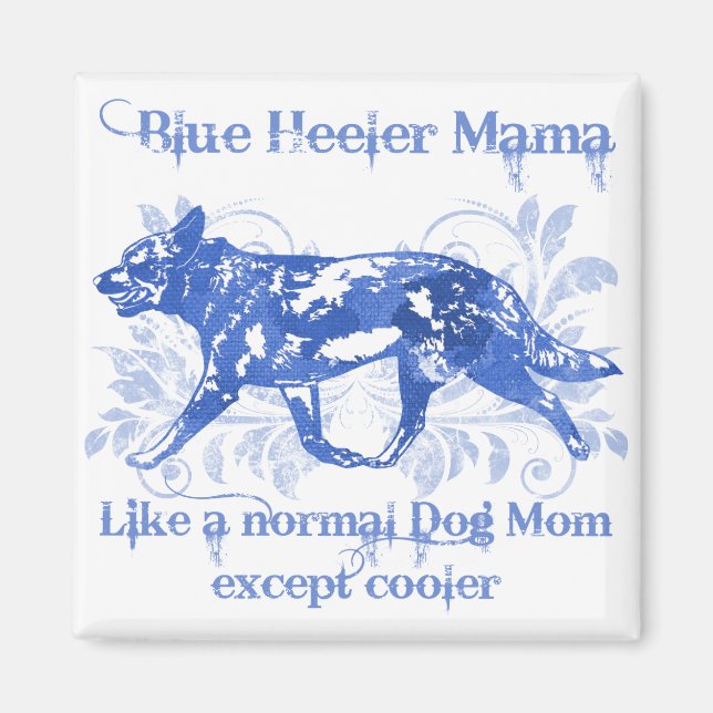Imã Blue Heeler Mama Watercolor Blue (Frente)