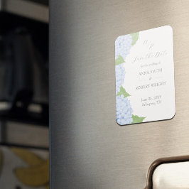 Ímã Blue Hydrangea Watercolor Casamento Salva a Data