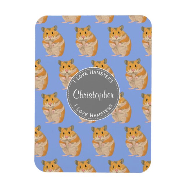 Ímã Blue I ama Hamsters Hamster Patterno (Vertical)