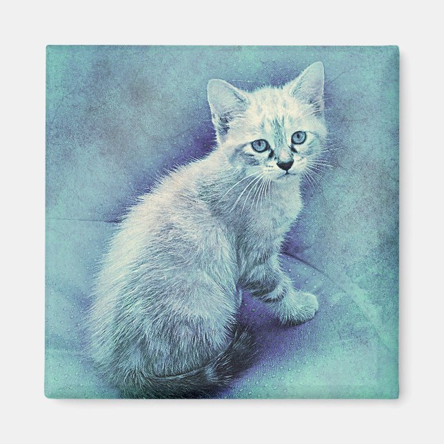 Imã Blue Kitten | ABSTRATO | Watercolor (Frente)