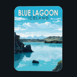 Ímã Blue Lagoon Islândia Viagem Art Vintage<br><div class="desc">Lagoa Azul,  design de arte vetorial da Islândia. A Lagoa Azul é uma spa geotérmica no sudoeste da Islândia. A spa está localizada num campo de lava perto de Grindavík e em frente ao Monte Þorbjörn,  na Península de Reykjanes.</div>