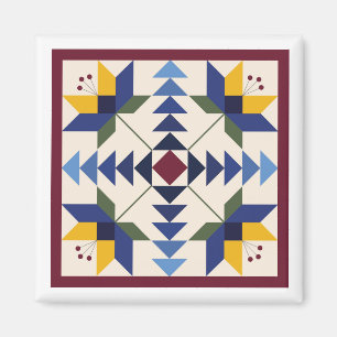 Imã Blue Lilies Barn Quilt Magnet
