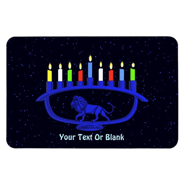 Ímã Blue Lion Menorah (Horizontal)