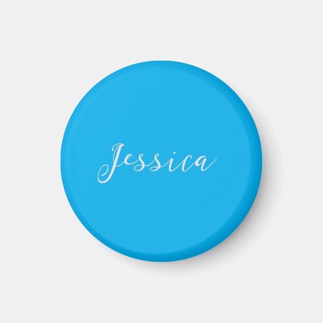 Imã Blue Modern Elegant Plain Simple Professional Name (Frente)