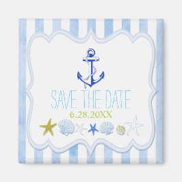 Imã Blue Nautical Anchor Wedding Save the Date
