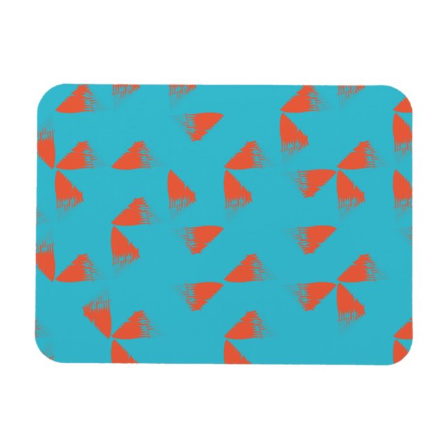 Ímã Blue, orange, vibrant, trendy geometric pattern (Horizontal)