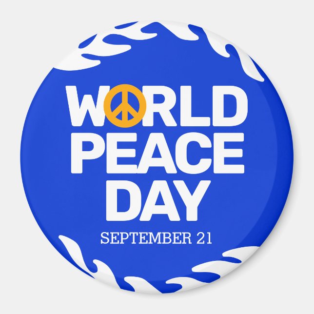 Imã Blue Orange World Peace Day Sign (Frente)