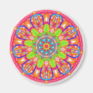 Imã Blue Petal Flower Mandala Boho Magnet